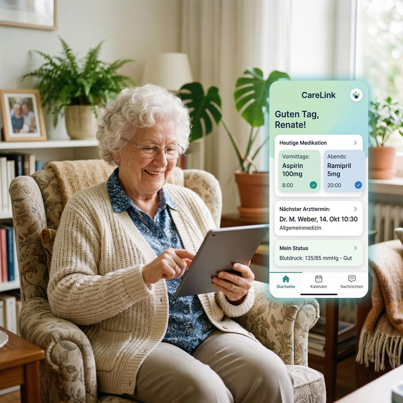 Einfache CareLink Bedienoberfläche für ältere Menschen